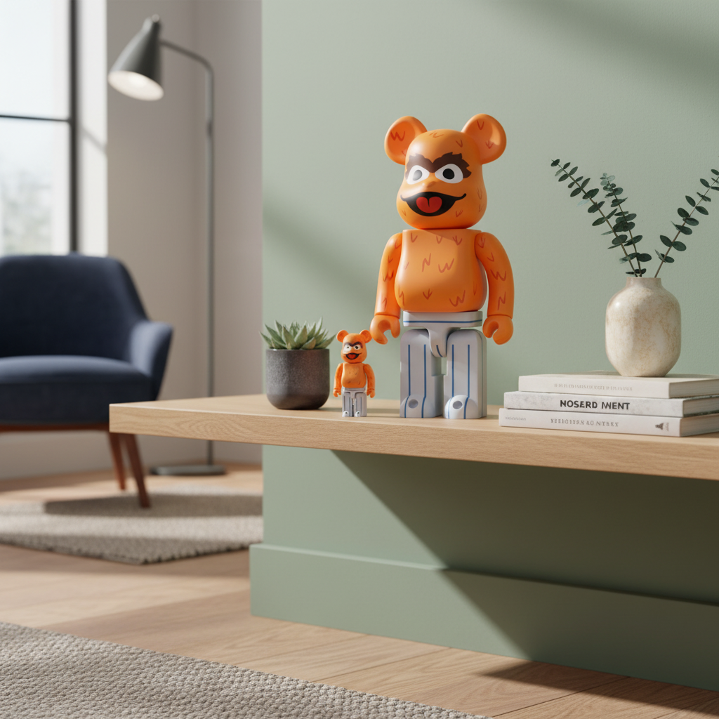 400% & 100% Bearbrick sæt - Oscar The Grouch - Original Orange Edition (Sesame Street)
