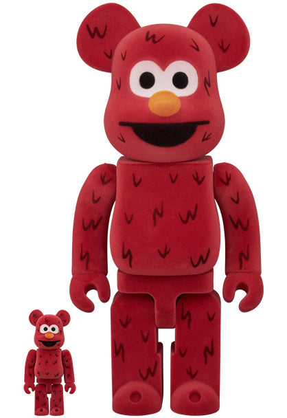 Set de Bearbrick 400% y 100% - Elmo (Flocado)