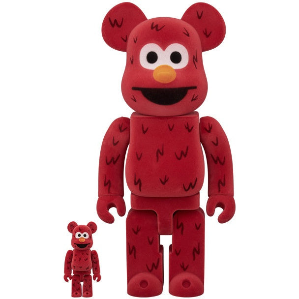 Set de Bearbrick 400% y 100% - Elmo (Flocado)