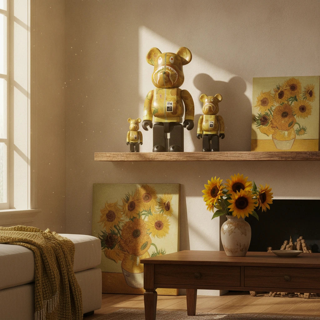 400% & 100% Bearbrick Set – Sunflowers (BAPE x Van Gogh) | 400% & 100% Bearbrick Set – Sunflowers (BAPE x Van Gogh) | Køb hos Bearbrick.dk