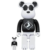 400% & 100% Bearbrick Sæt - Snoopy White Sox (MLB x Peanuts)-Medicom Toy-Bearbrick