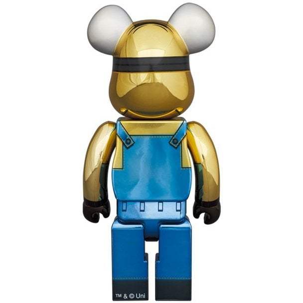 400% & 100% Bearbrick sæt - Minion Dave (Chrome ed.), 