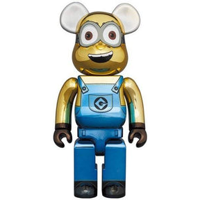 400% & 100% Bearbrick sæt - Minion Dave (Chrome ed.), 