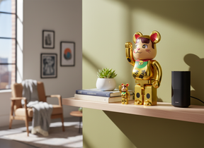 100% & 400% Bearbrick - Lucky Cat Peko-Chan (Double oval coin Gold plated)