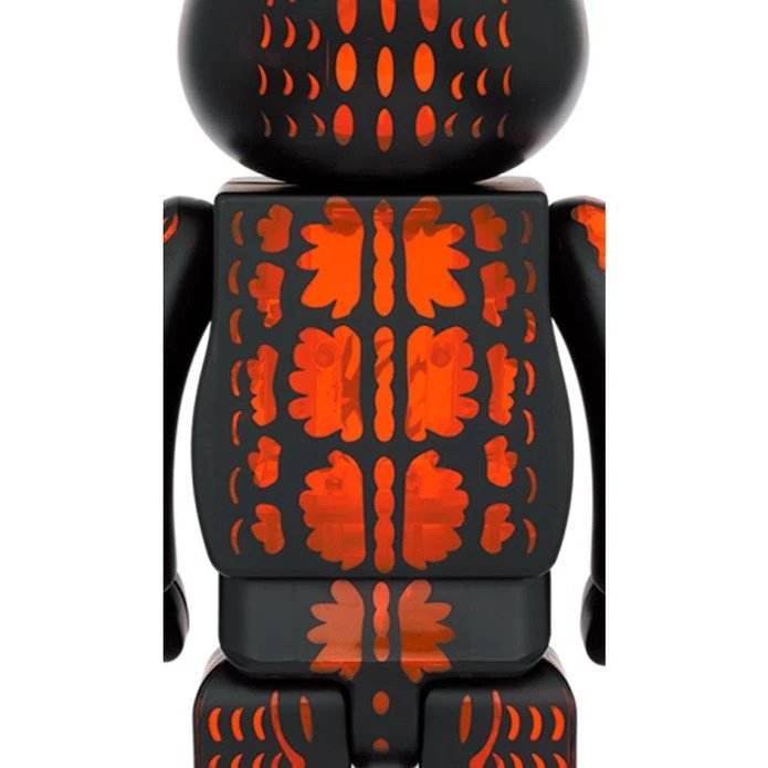 400% & 100% Bearbrick sæt - Melting Godzilla (Clear Orange), 