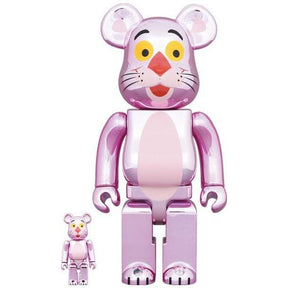 400% & 100% Bearbrick sæt - Pink Panther (Chrome ed.), 