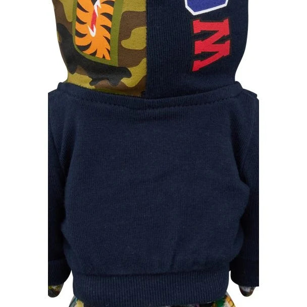400% & 100% Bearbrick 3 pcs sæt - BAPE(R) LEGACY CAMO SHARK (Navy ver.)-Medicom Toy-Bearbrick