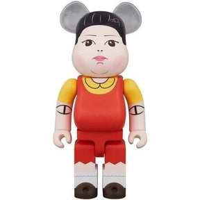 400% Bearbrick - Young-Hee inspired by Squid Game, iconic collectible toy by Medicom Toy.
