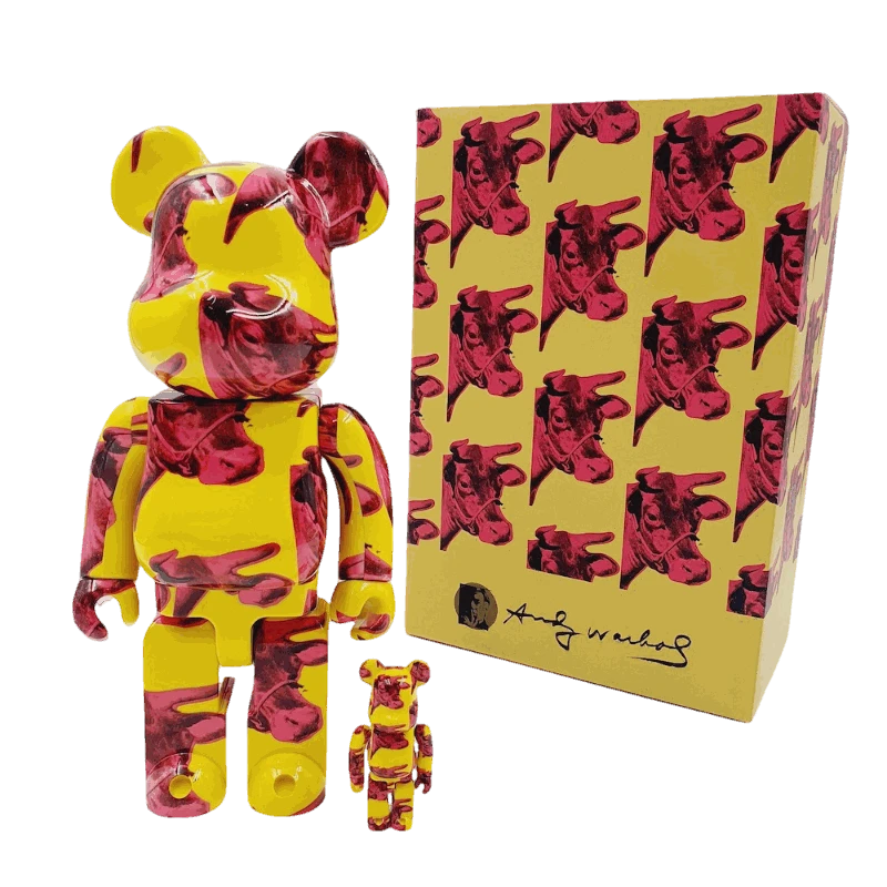 400% & 100% Bearbrick sæt - Andy Warhol (Cow Wallpaper)