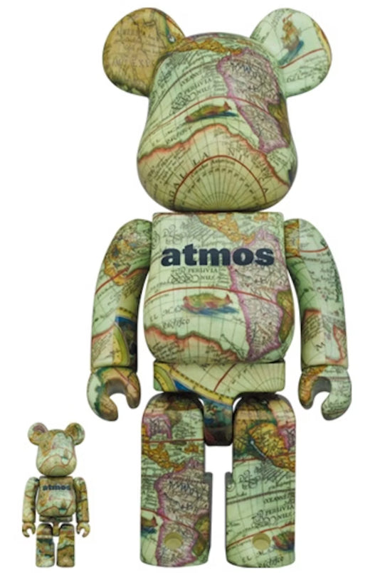 400% & 100% Bearbrick Set – Atmos - Aged Map-Medicom Toy-Bearbrick