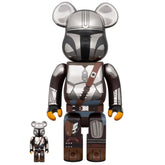 400% & 100% Bearbrick - The Mandalorian Chrome ed. (BWWT3)-Medicom Toy-Bearbrick