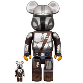 400% & 100% Bearbrick - The Mandalorian Chrome ed. (BWWT3)-Medicom Toy-Bearbrick