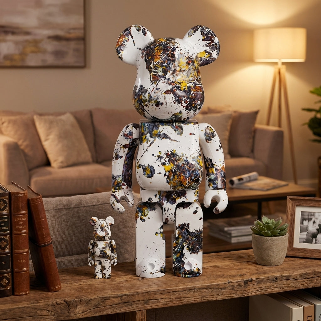 400% & 100% Bearbrick Set – Jackson Pollock Studio (Splash)-Medicom Toy-Bearbrick